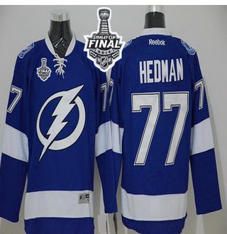 Tampa Bay Lightning #77 Victor Hedman Blue 2015 Stanley Cup Stitched NHL Jersey