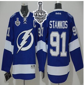 Tampa Bay Lightning #91 Steven Stamkos Blue 2015 Stanley Cup Stitched NHL Jersey