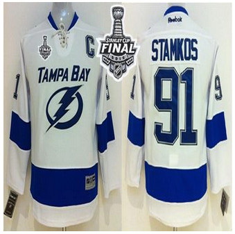 Tampa Bay Lightning #91 Steven Stamkos White 2015 Stanley Cup Stitched Youth NHL Jersey