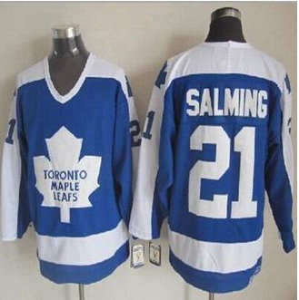 Toronto Maple Leafs #21 Borje Salming Blue White CCM Throwback Stitched NHL Jersey