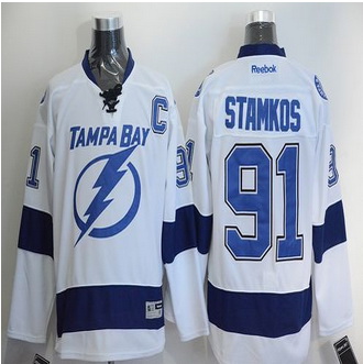 Tampa Bay Lightning #91 Steven Stamkos White New Road Stitched NHL Jersey