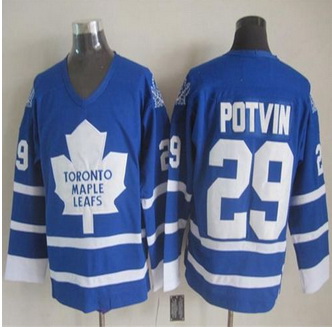 Toronto Maple Leafs #29 Felix Potvin Blue CCM Throwback Stitched NHL Jersey