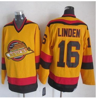 Vancouver Canucks #16 Trevor Linden Gold CCM Throwback Stitched NHL Jersey