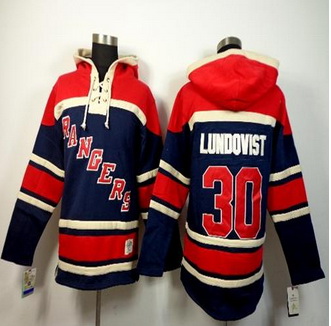 New York Rangers #30 Henrik Lundqvist Navy Blue Sawyer Hooded Sweatshirt Stitched NHL jersey