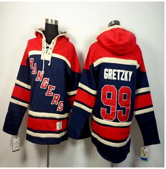 New York Rangers #99 Wayne Gretzky Navy Blue Sawyer Hooded Sweatshirt Stitched NHL jersey