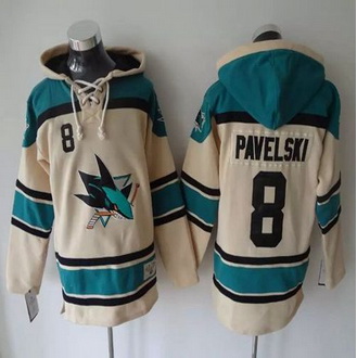 San Jose Sharks #8 Joe Pavelski Cream Sawyer Hooded Sweatshirt Stitched NHL jersey