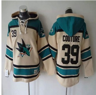 San Jose Sharks #39 Logan Couture Cream Sawyer Hooded Sweatshirt Stitched NHL jersey