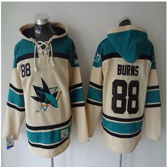 San Jose Sharks #88 Brent Burns Cream Sawyer Hooded Sweatshirt Stitched NHL jersey