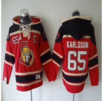 Ottawa Senators #65 Erik Karlsson Red Sawyer Hooded Sweatshirt Stitched NHL