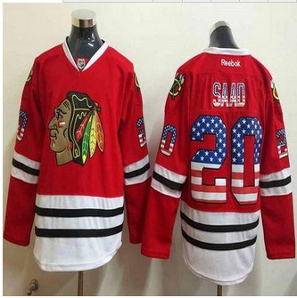 Chicago Blackhawks #20 Brandon Saad Red USA Flag Fashion Stitched NHL Jersey