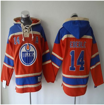 Edmonton Oilers #14 Jordan Eberle Orange Sawyer Hooded Sweatshirt Stitched NHL Jersey