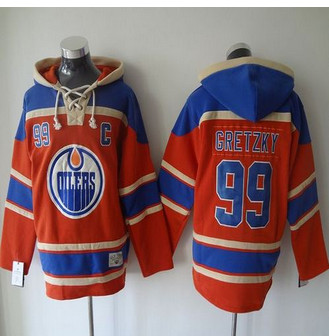 Edmonton Oilers #99 Wayne Gretzky Orange Sawyer Hooded Sweatshirt Stitched NHL Jersey