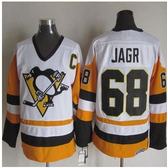 Pittsburgh Penguins #68 Jaromir Jagr White Black CCM Throwback NHL Jersey