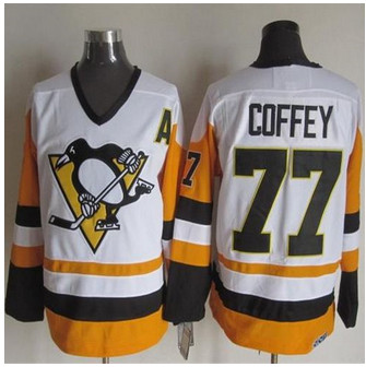 Pittsburgh Penguins #77 Paul Coffey White Black CCM Throwback NHL Jersey