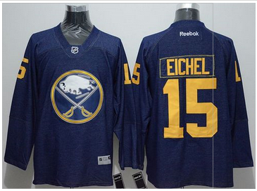 Buffalo Sabres #15 Jack Eichel Navy Blue Denim Stitched NHL Jersey