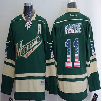 Minnesota Wild #11 Zach Parise Green USA Flag Fashion Stitched NHL Jersey