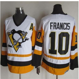 Pittsburgh Penguins #10 Ron Francis White Black CCM Throwback Stitched NHL Jersey