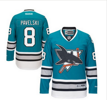 San Jose Sharks #8 Joe Pavelski Teal 25th Anniversary Stitched NHL Jersey