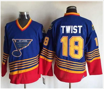 St.Louis Blues #18 Tony Twist Light Blue Red CCM Throwback Stitched NHL Jersey