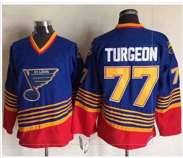 St.Louis Blues #77 Pierre Turgeon Light Blue Red CCM Throwback Stitched NHL Jersey