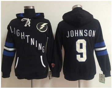 Women Tampa Bay Lightning #9 Tyler Johnson Black Old Time Heidi NHL Hoodie