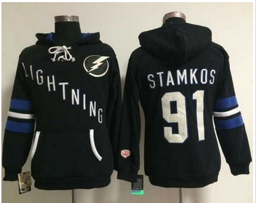 Women Tampa Bay Lightning #91 Steven Stamkos Black Old Time Heidi NHL Hoodie