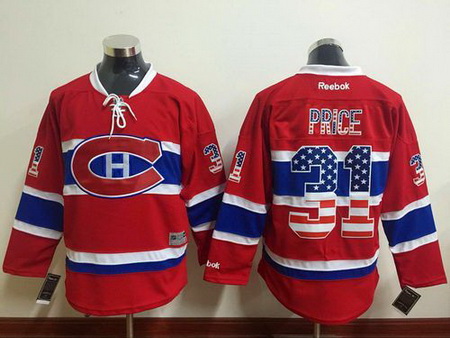 Canadiens  #31 Carey Price Red USA Flag Fashion Stitched NHL Jersey