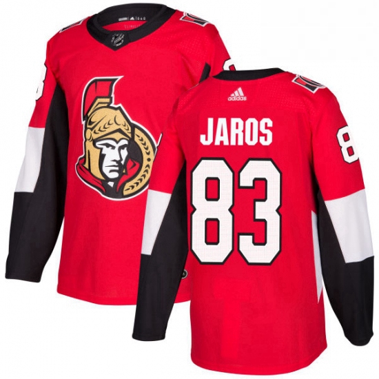 Mens Adidas Ottawa Senators 83 Christian Jaros Authentic Red Home NHL Jersey