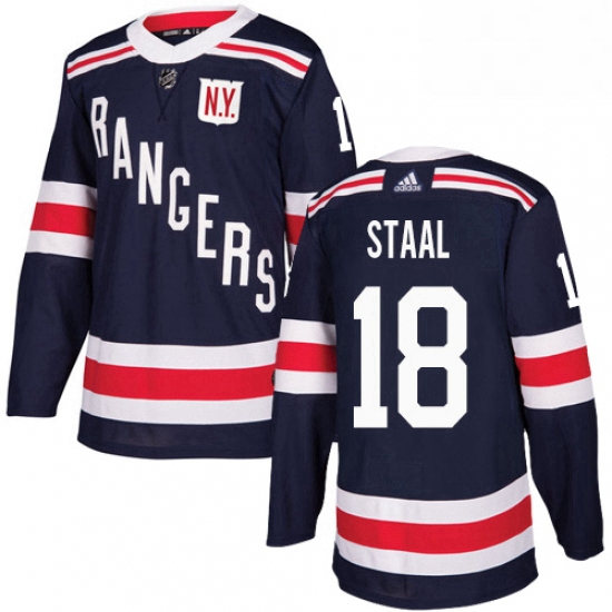 Mens Adidas New York Rangers 18 Marc Staal Authentic Navy Blue 2018 Winter Classic NHL Jersey