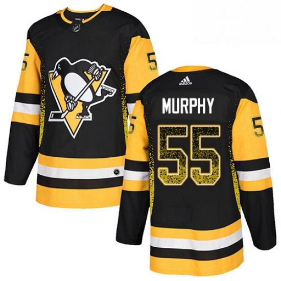 Mens Adidas Pittsburgh Penguins 55 Larry Murphy Authentic Black Drift Fashion NHL Jersey