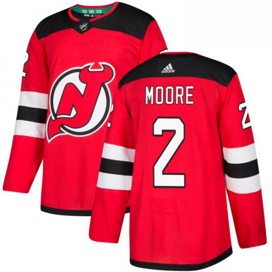 Mens Adidas New Jersey Devils 2 John Moore Premier Red Home NHL Jersey