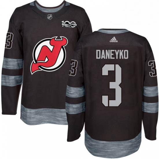 Mens Adidas New Jersey Devils 3 Ken Daneyko Authentic Black 1917 2017 100th Anniversary NHL Jersey