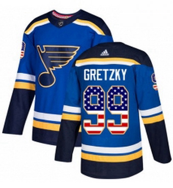 Mens Adidas St Louis Blues 99 Wayne Gretzky Authentic Blue USA Flag Fashion NHL Jersey