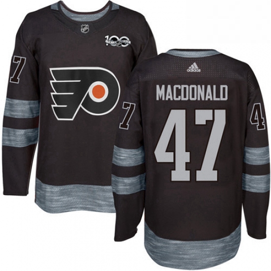 Mens Adidas Philadelphia Flyers 47 Andrew MacDonald Authentic Black 1917 2017 100th Anniversary NHL 