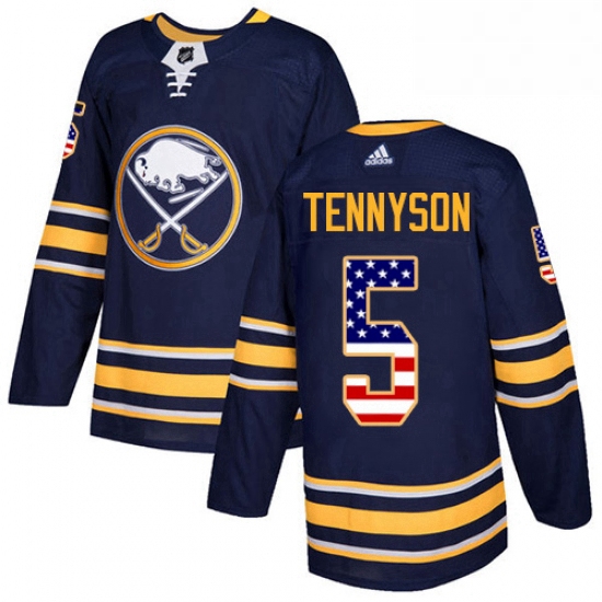 Mens Adidas Buffalo Sabres 5 Matt Tennyson Authentic Navy Blue USA Flag Fashion NHL Jersey