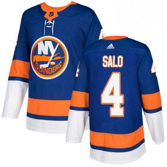 Mens Adidas New York Islanders 4 Robin Salo Authentic Royal Blue Home NHL Jersey