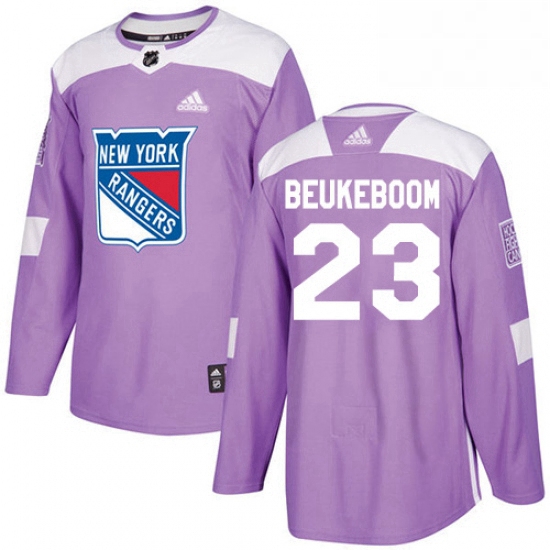 Mens Adidas New York Rangers 23 Jeff Beukeboom Authentic Purple Fights Cancer Practice NHL Jersey