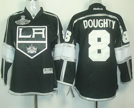 Kids Los Angeles Kings #8 Drew Doughty Black Stanley Cup Finals Champions Patch NHL Jerseys LA Style