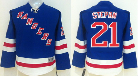 Kid New York Rangers Hockey Jerseys #21 Derek Stepan Jersey Authentic Blue Youth Jerseys