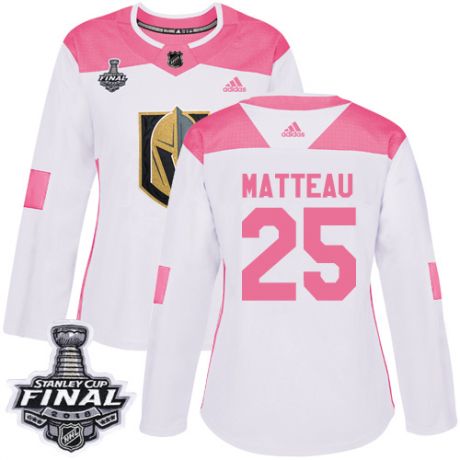 womens stefan matteau vegas golden knights jersey white pink adidas 25 nhl 2018 stanley cup final au