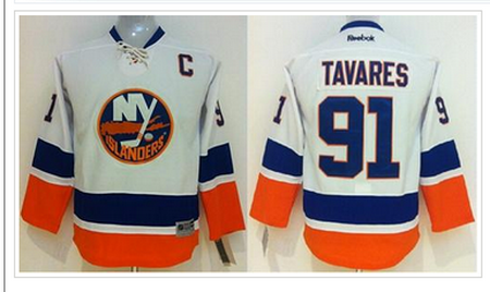 Youth NHL New York Islanders #91 John Tavares White Jersey