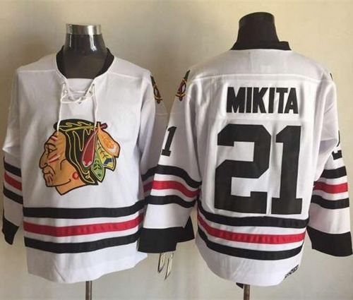 Chicago Blackhawks  #21 Stan Mikita White CCM Throwback Stitched NHL Jersey