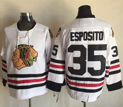 Chicago Blackhawks  #35 Tony Esposito White CCM Throwback Stitched NHL Jersey