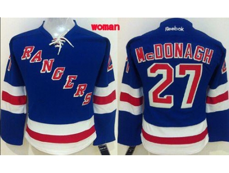 Womens New York Rangers #27 Ryan McDonagh Blue Home Stitched NHL Jersey