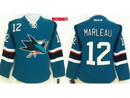 Women NHL San Jose Sharks #12 Patrick Marleau blue jerseys