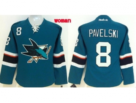 Women NHL San Jose Sharks #8 Joe Pavelski blue jerseys