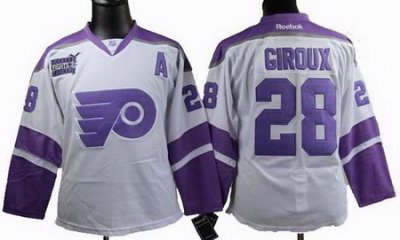 Women Philadelphia Flyers #28 CLAUDE GIROUX Fights Cancer white Jersey