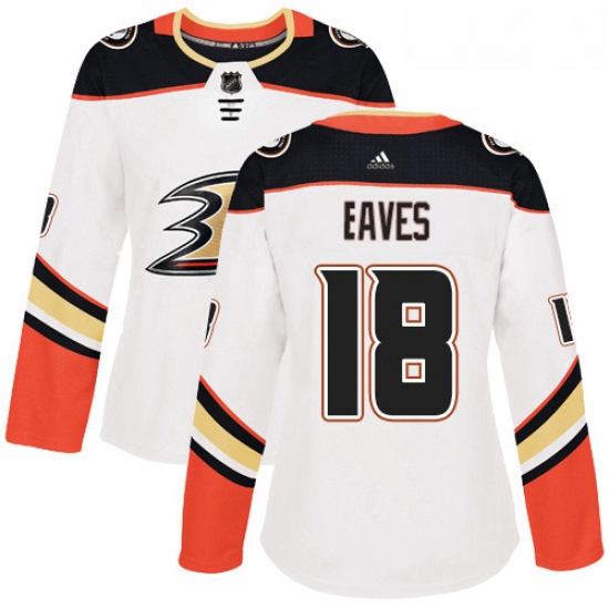 Womens Adidas Anaheim Ducks 18 Patrick Eaves Authentic White Away NHL Jersey