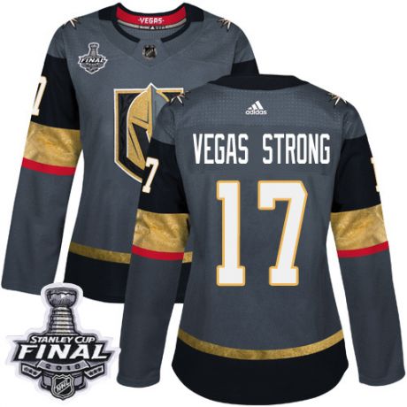 womens vegas strong vegas golden knights jersey gray adidas 17 nhl home 2018 stanley cup final authe