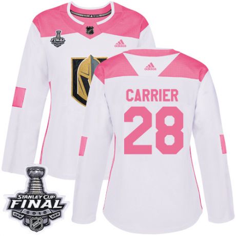 womens william carrier vegas golden knights jersey white pink adidas 28 nhl 2018 stanley cup final a